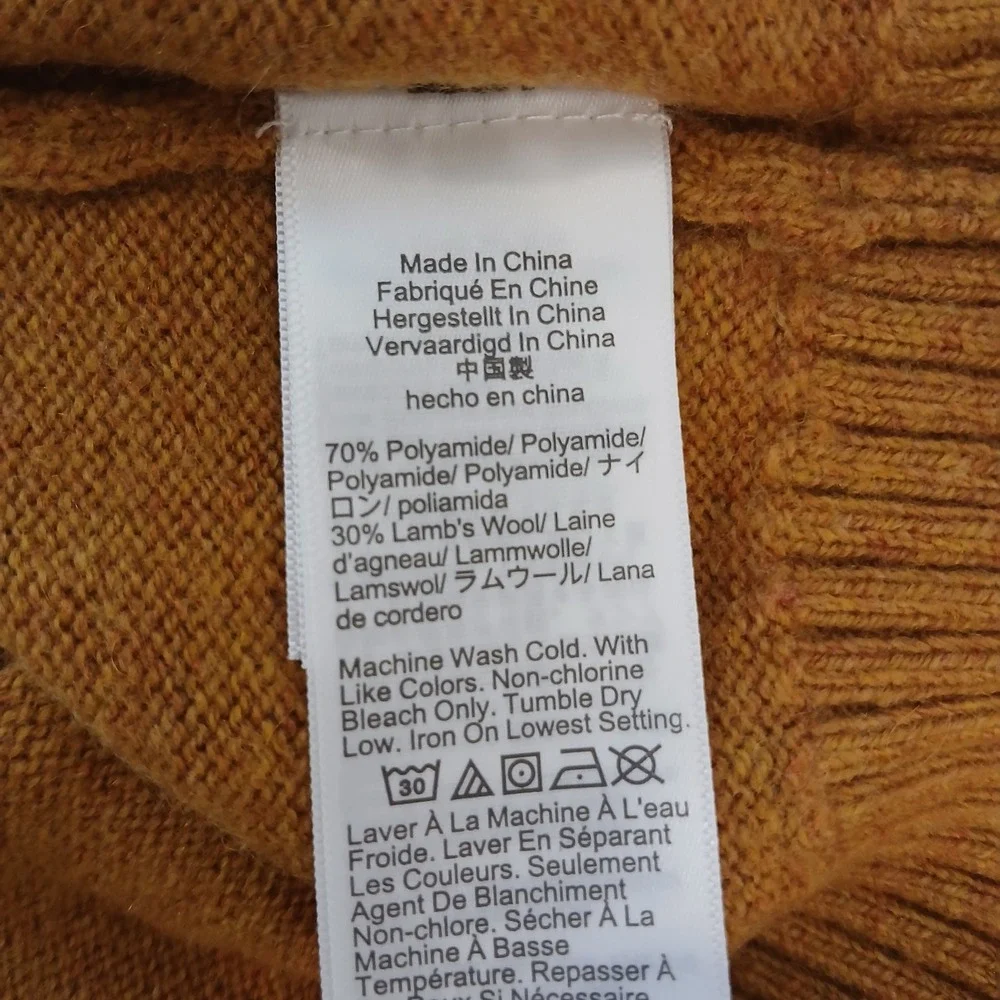 J.Crew Sweater Womens Large Mustard Wool Knit Crew Neck Pullover Sweater